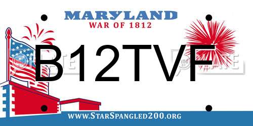 B12TVF Maryland License Plate