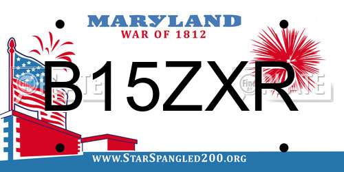 B15ZXR Maryland License Plate