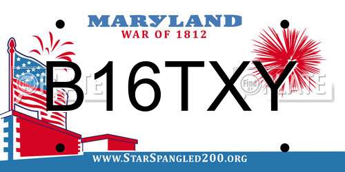 B16TXY Maryland License Plate