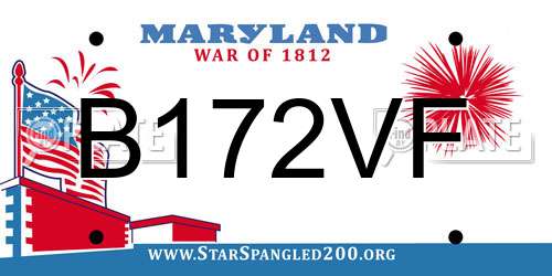 B172VF Maryland License Plate