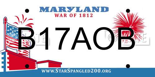 B17AOB Maryland License Plate