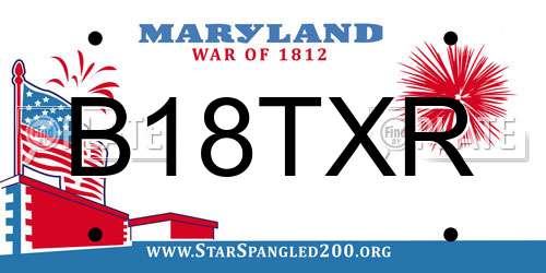 B18TXR Maryland License Plate