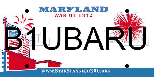 B1UBARU Maryland License Plate