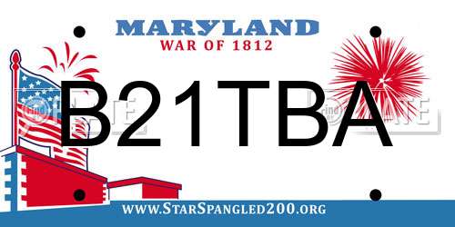 B21TBA Maryland License Plate