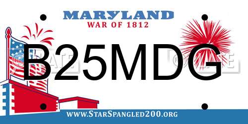 B25MDG Maryland License Plate