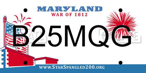 B25MQG Maryland License Plate