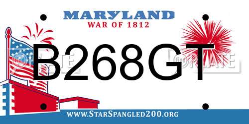 B268GT Maryland License Plate