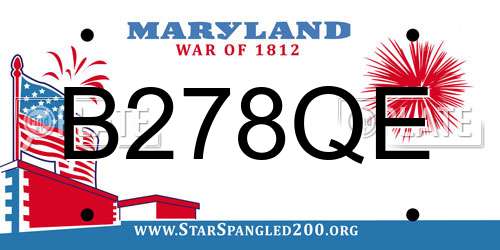 B278QE Maryland License Plate