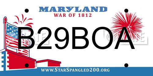 B29BOA Maryland License Plate
