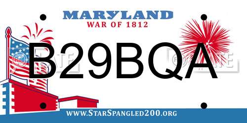 B29BQA Maryland License Plate