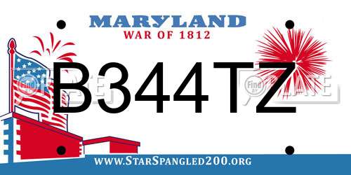 B344TZ Maryland License Plate