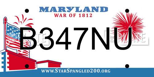 B347NU Maryland License Plate