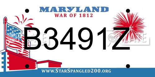 B3491Z Maryland License Plate