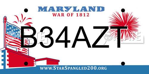 B34AZT Maryland License Plate