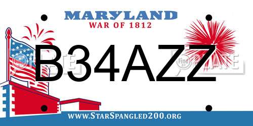 B34AZZ Maryland License Plate