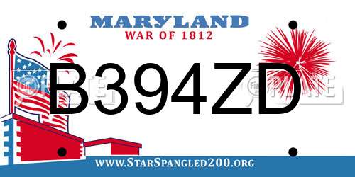 B394ZD Maryland License Plate