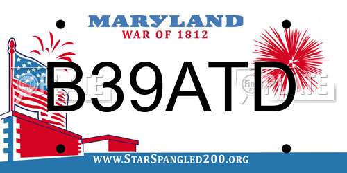 B39ATD Maryland License Plate