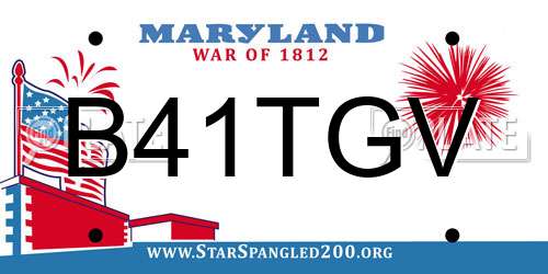 B41TGV Maryland License Plate