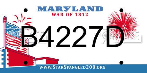 B4227D Maryland License Plate