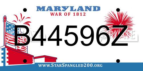 B44596Z Maryland License Plate