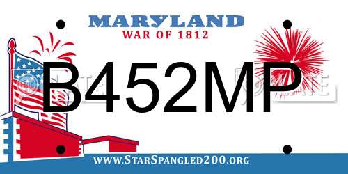 B452MP Maryland License Plate