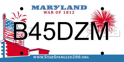B45DZM Maryland License Plate