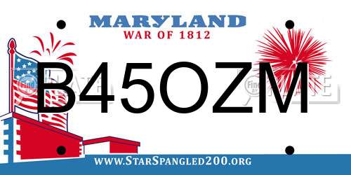 B45OZM Maryland License Plate