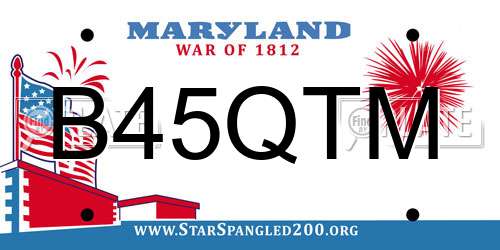 B45QTM Maryland License Plate
