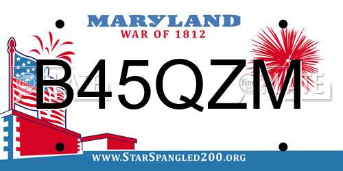 B45QZM Maryland License Plate