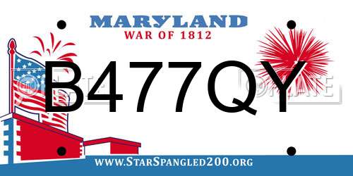 B477QY Maryland License Plate