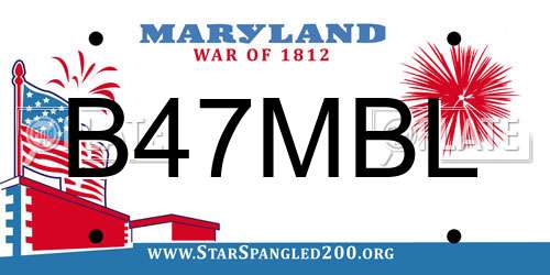 B47MBL Maryland License Plate