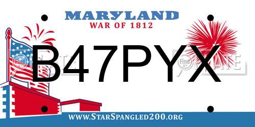 B47PYX Maryland License Plate