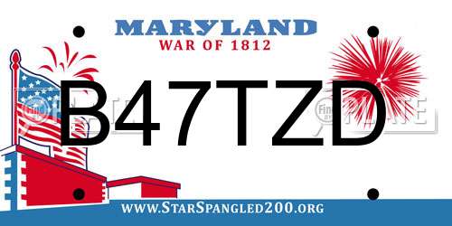B47TZD Maryland License Plate
