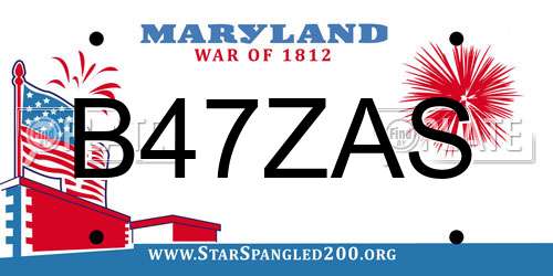 B47ZAS Maryland License Plate