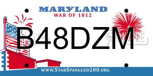 B48DZM Maryland License Plate