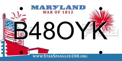 B48OYK Maryland License Plate