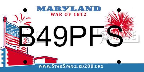 B49PFS Maryland License Plate