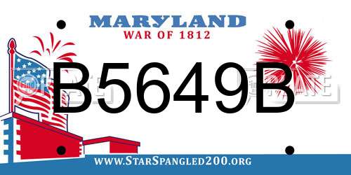 B5649B Maryland License Plate