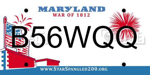 B56WQQ Maryland License Plate