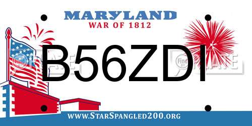 B56ZDI Maryland License Plate
