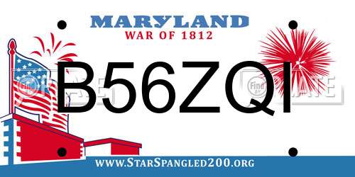 B56ZQI Maryland License Plate