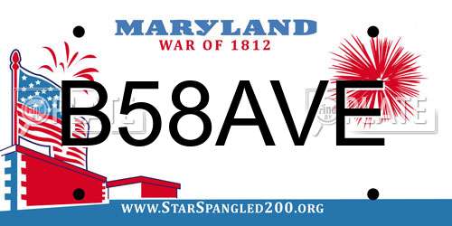 B58AVE Maryland License Plate