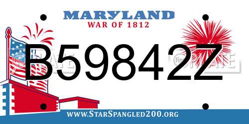 B59842Z Maryland License Plate