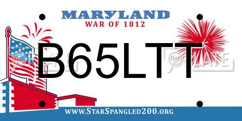 B65LTT Maryland License Plate