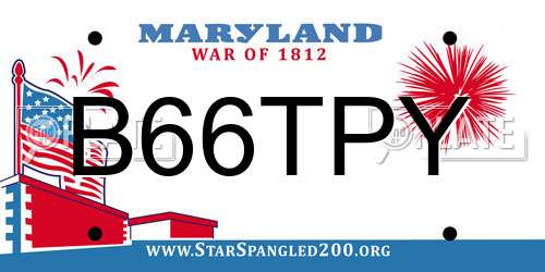 B66TPY Maryland License Plate