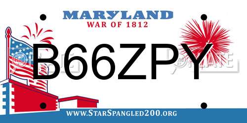 B66ZPY Maryland License Plate