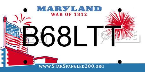 B68LTT Maryland License Plate