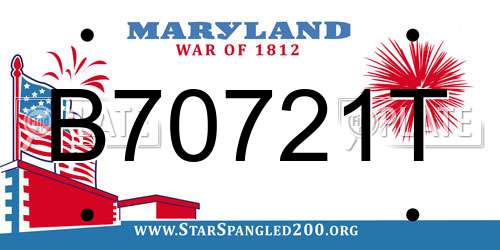 B70721T Maryland License Plate