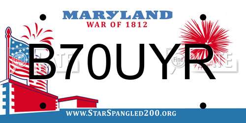 B70UYR Maryland License Plate