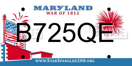 B725QE Maryland License Plate
